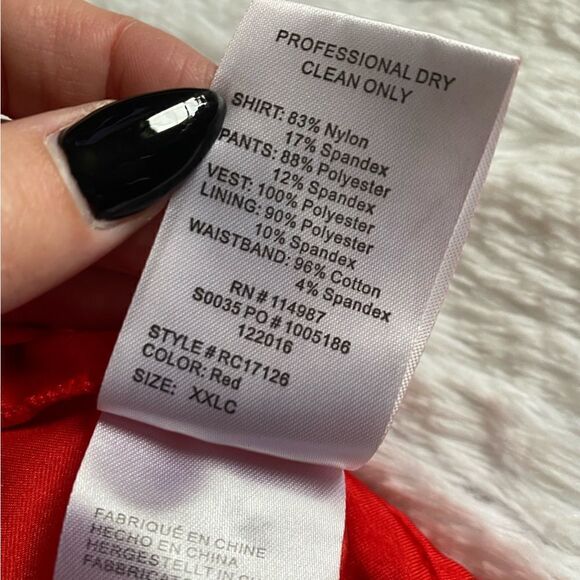 Revolution Dancewear 4 Piece Costume Black Vest Red Top Animal Print Pants Tie - Picture 16 of 16